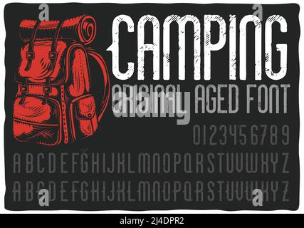Vintage label typeface named "Camping". Good handcrafted font for any label design. Stock Vector