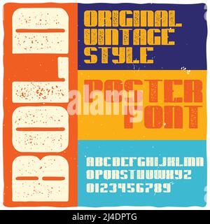 Vintage label typeface named "Bold". Good handcrafted font for any label design. Stock Vector