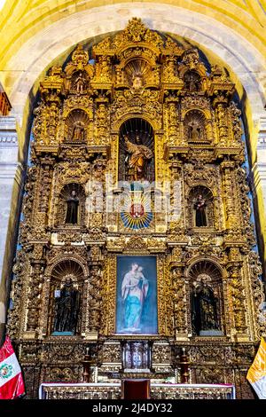 The Interior Of The Iglesia De La Compania (The Church Of The Company), Plaza De Armas, Arequipa, Arequipa Region, Peru. Stock Photo