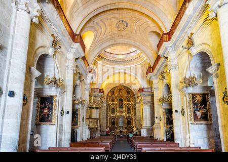 The Interior Of The Iglesia De La Compania (The Church Of The Company), Plaza De Armas, Arequipa, Arequipa Region, Peru. Stock Photo