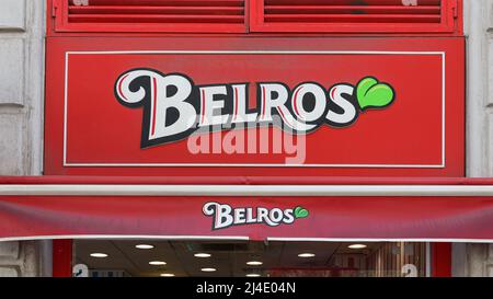 VALENCIA, SPAIN - APRIL 14, 2022: Belros is a Spanish candy and snack shop chain Stock Photo