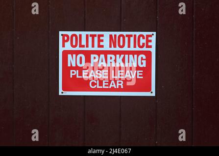 Polite Notice Parking Access Required Modern Style Personalised House Number 