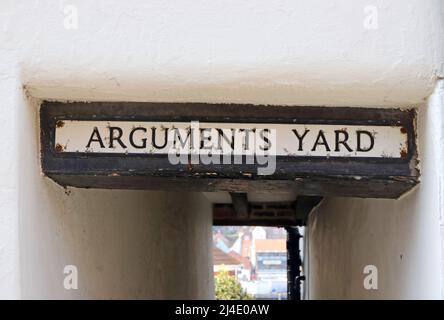Sign over Arguments Yard, Whitby