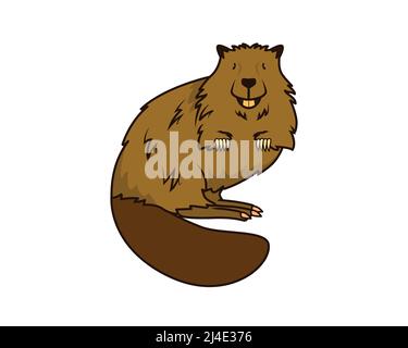 Detailed Beaver with Standing Gesture Illustration Vector Stock Vector