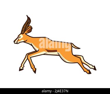 Detailed Antelope with Running Gesture Illustration Vector Stock Vector
