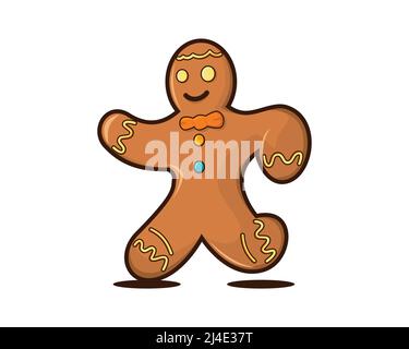 Gingerbread Man with Having Fun Gesture Illustration Vector Stock Vector