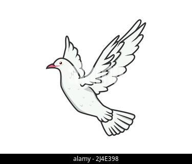 Detailed Flying White Pigeon Illustration Vector Stock Vector