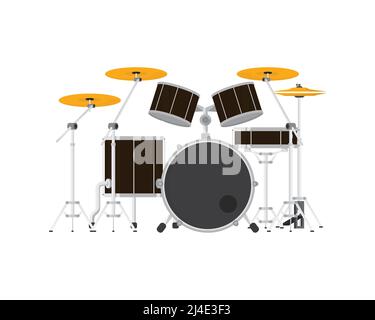 Detailed Drum Set the Percussion Instrument Illustration Vector Stock Vector
