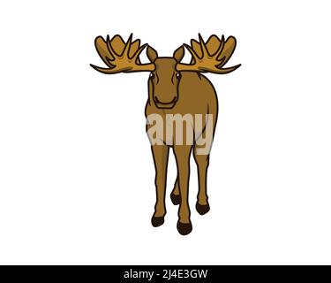 Detailed Moose with Standing Gesture Illustration Vector Stock Vector