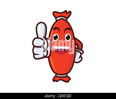 Humbly and Friendly Sausage Recommending Gesture Vector Stock Vector