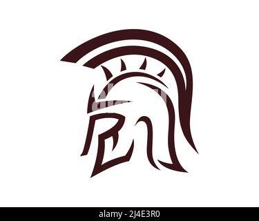 Spartan Helmet and Courageous Symbol Silhouette Vector Stock Vector