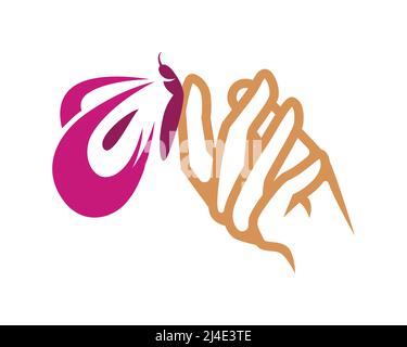 A Butterfly Perched on Hand Illustration Vector Stock Vector
