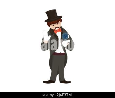 Magician in a Cloak and Hat Illustration Vector Stock Vector