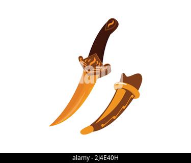 Detailed Old and Antique Dagger Illustration Vector Stock Vector