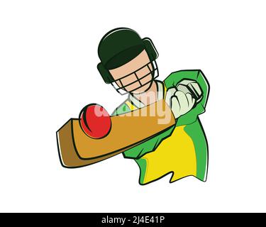 Cricket Player llustration with Silhouette Style Vector Stock Vector