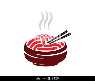 Hot Noodle in Bowl Illustration Vector Stock Vector