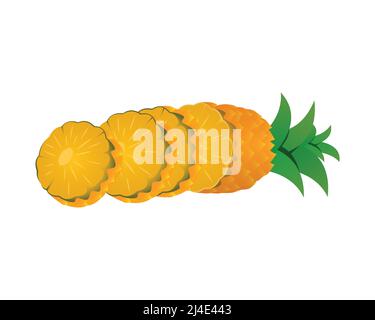 Detailed Pineapple with the Slices Illustration Vector Stock Vector