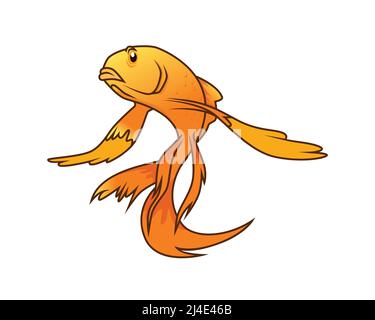 Detailed Elegant Gold Fish Illustration Vector Stock Vector