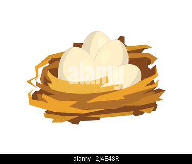 Detailed Nest with Eggs Illustration Vector Stock Vector
