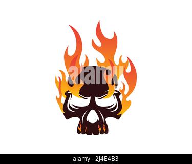 Skull on Fire Illustration Vector Stock Vector