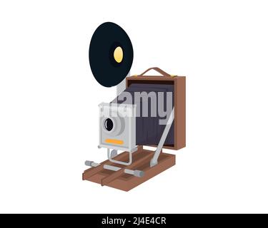 Detailed Antique Camera at 1940's Illustration Vector Stock Vector
