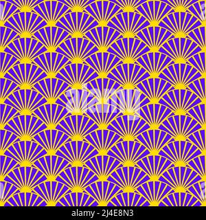 Seamless repeat pattern art deco fan design - Vector Illustration Stock Vector