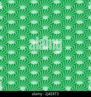Green art deco palm fan design seamless pattern - Vector Illustration Stock Vector