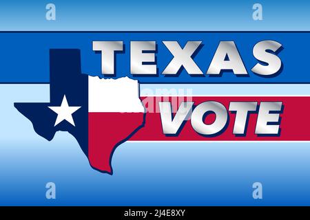 Texas Vote with State flag in red, white, and blue - Vector Illustration Stock Vector