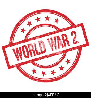 WORLD WAR 2 text written on red round vintage rubber stamp. Stock Photo