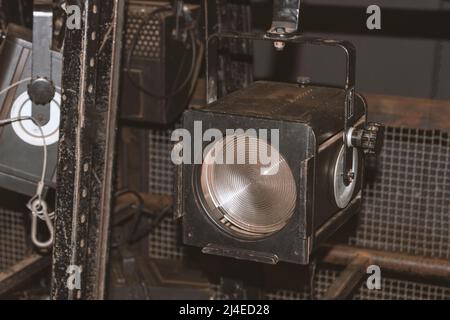 Old Projectors. Retro Equipment Theater Stage Image Concept. Stock Photo