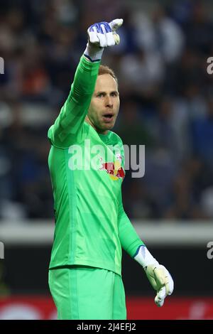 Peter Gulacsi of RB Leipzig gestures during the UEFA Champions League ...