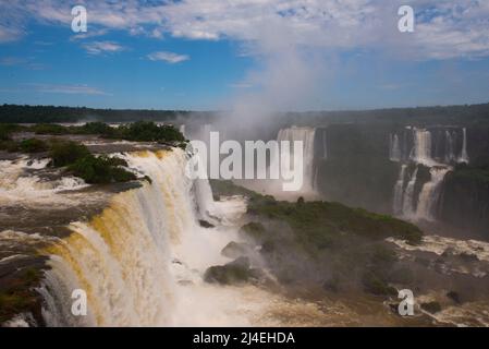Iguazu Waterfalls one of the biggest in the world on the border of Brazil, Argentina, is a popular tourist destination on Paraná State, Brazil Stock Photo
