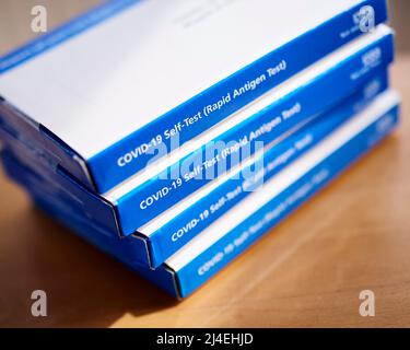 Covid lateral Flow tests kits Stock Photo