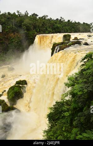 Iguazu Waterfalls one of the biggest in the world on the border of Brazil, Argentina, is a popular tourist destination on Paraná State, Brazil Stock Photo