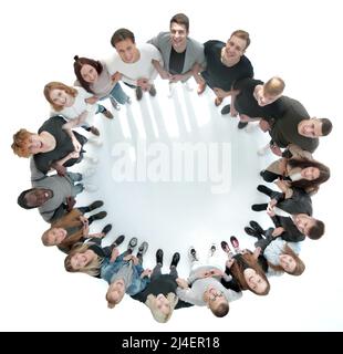 top view .a large group of diverse young people looking at the camera Stock Photo