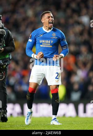 Rangers' James Tavernier celebrates after the final whistle following ...