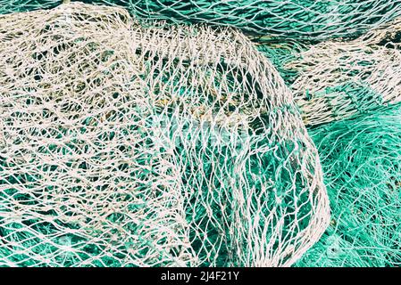 White and green fishing net Stock Photo
