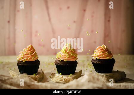 Cupcakes in Spring theme decoration Stock Photo