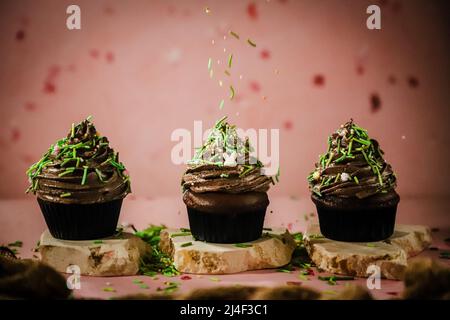 Cupcakes in Spring theme decoration Stock Photo