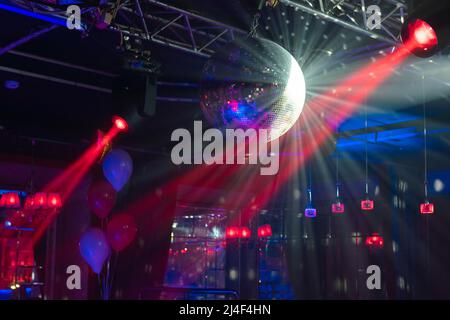 disco mirror ball. Abstract background from a night club. party lights disco ball. Stock Photo