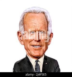 USA president Joe Biden, caricature face, drawing Stock Photo