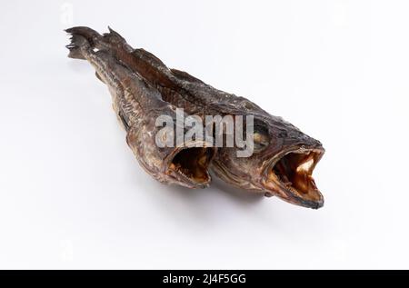 2 dried pollack on white background Stock Photo