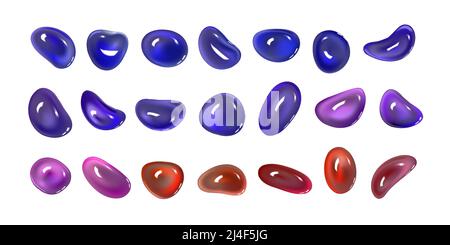Realistic vector 3D shapes isolated on white background. Set of mother-of-pearl multicolored drops Stock Vector