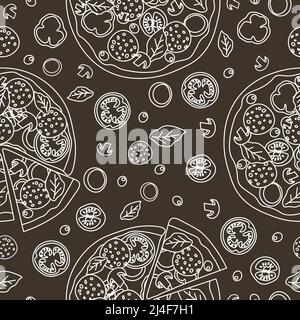 Trendy vector pizza pattern for pizzeria Stock Vector