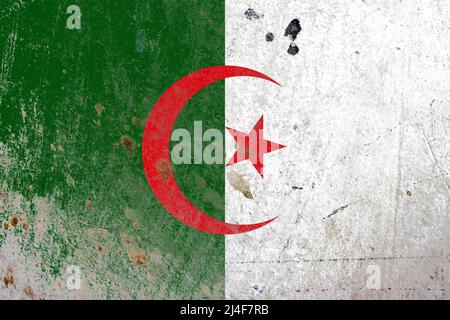 Algeria flag painted on a rustic old concrete wall surface Stock Photo