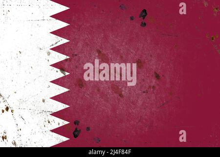 Flag of qatar painted on a rustic old concrete wall surface Stock Photo