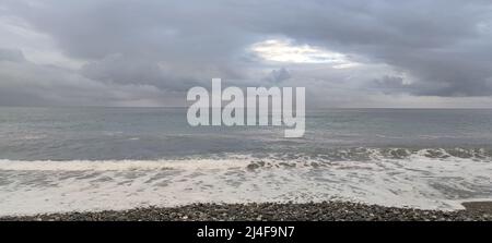 Isosaki, Hualien - Apr 11, 2022 : Installation Art on a Cloudy Day by the Sea, Taiwan Stock Photo