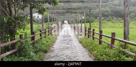 Isosaki, Hualien - Apr 11, 2022 : Installation Art on a Cloudy Day by the Sea, Taiwan Stock Photo