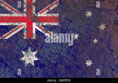 Rustic flag of australia painted on a distressed old metal sheet Stock Photo