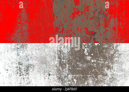 Indonesia flag painted on a damaged old concrete wall surface Stock Photo